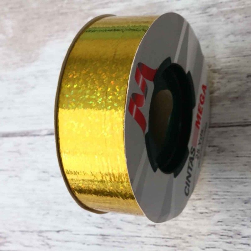 Cinta De Papel Dorada Holografica 3Cm X 25 Yds