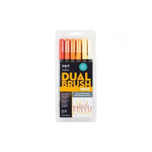 TOMBOW DUAL BRUSH PEN MEZCLA DE NARANJAS (6 PCS)