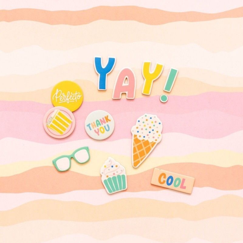 Stickers En Chipboard Buenos Dias (60 Pcs)