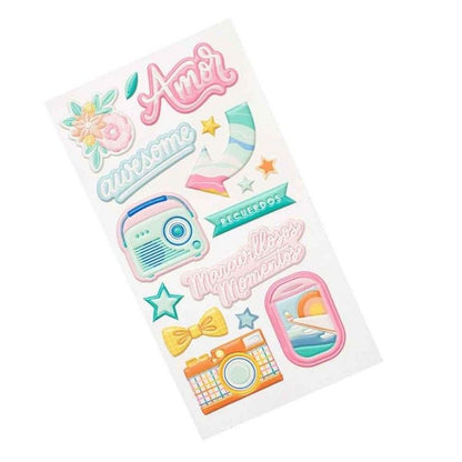 Pegatinas Puffy Grabadas Buenos Dias (16 Pcs)
