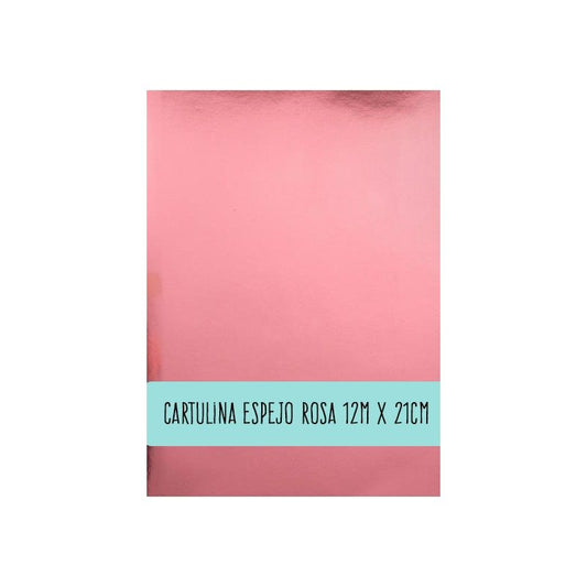 CARTULINA ESPEJO METALIZADA ROSA 12cm x 21cm (10 PCS)