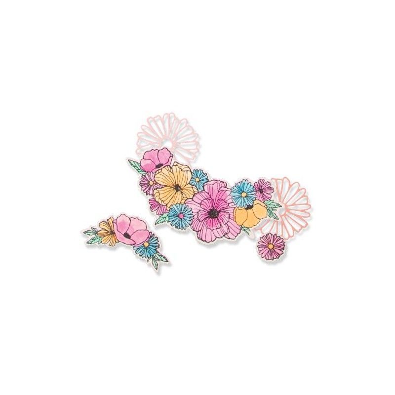 Set De Troqueles Framelits Y Sellos Bonitas Flores De Sizzix