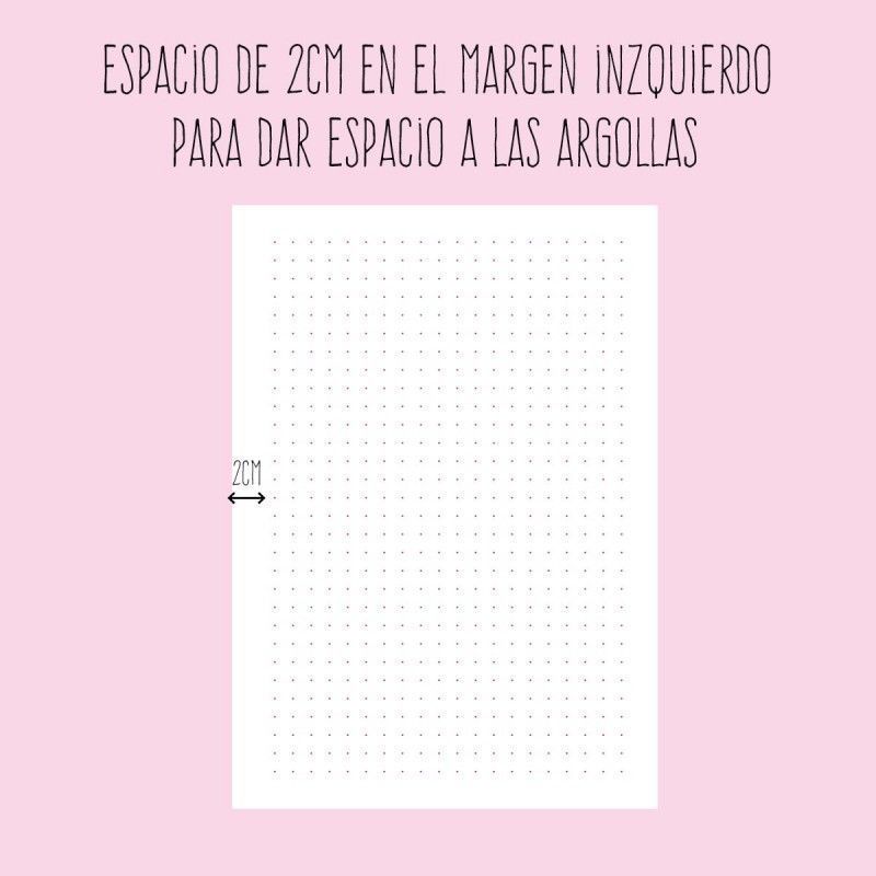 Pack De Hojas De Puntos Rosa Fuerte Para Agenda  (100 Hojas)