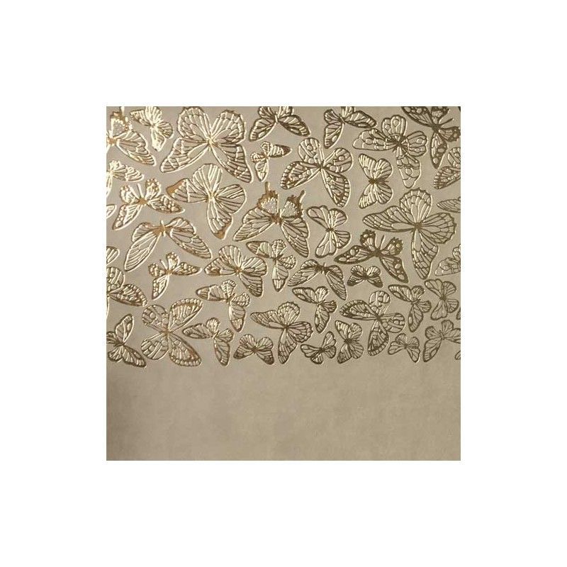Ecopiel Beige Con Estampado De Mariposas Doradas 50Cm X 25Cm
