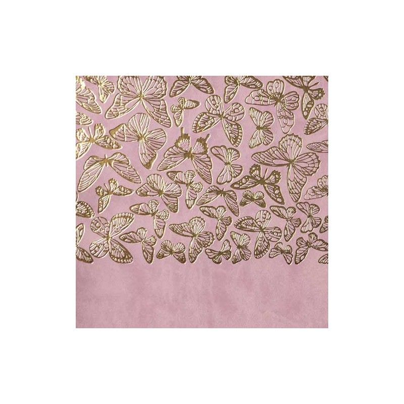 Ecopiel Flamingo Con Estampado De Mariposas Doradas 50Cm X 25Cm