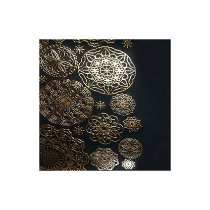 Ecopiel Negro Con Estampado Blondas Doradas 50Cm X 25Cm