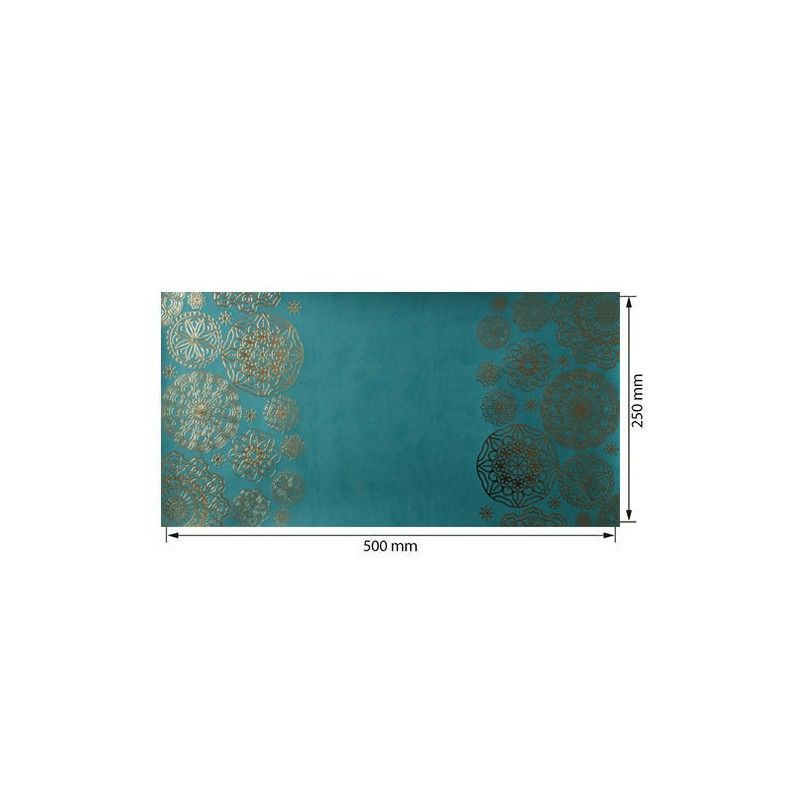 Ecopiel Turquesa Con Estampado De Blondas Doradas (50Cm X 25Cm)