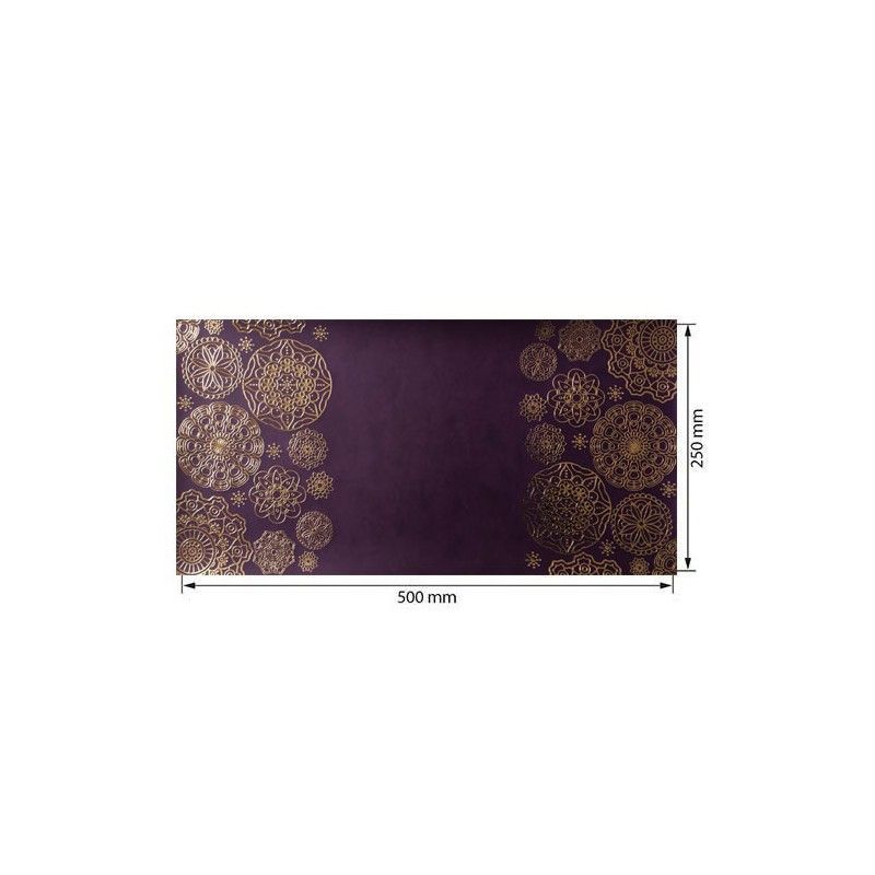 Ecopiel Violeta Con Estampado Blondas Doradas (50Cm X 25Cm)