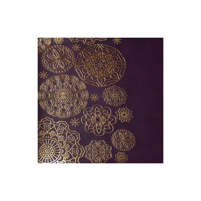 Ecopiel Violeta Con Estampado Blondas Doradas (50Cm X 25Cm)