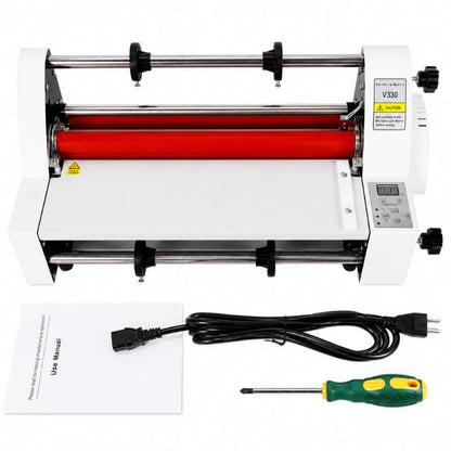 Laminadora V350 vista frontal con rodillos