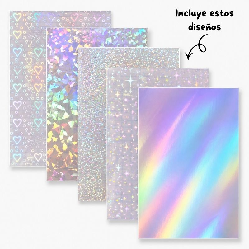 Laminado en Frío Vinilo Holográfico Transparente Bindy (50 Hojas)