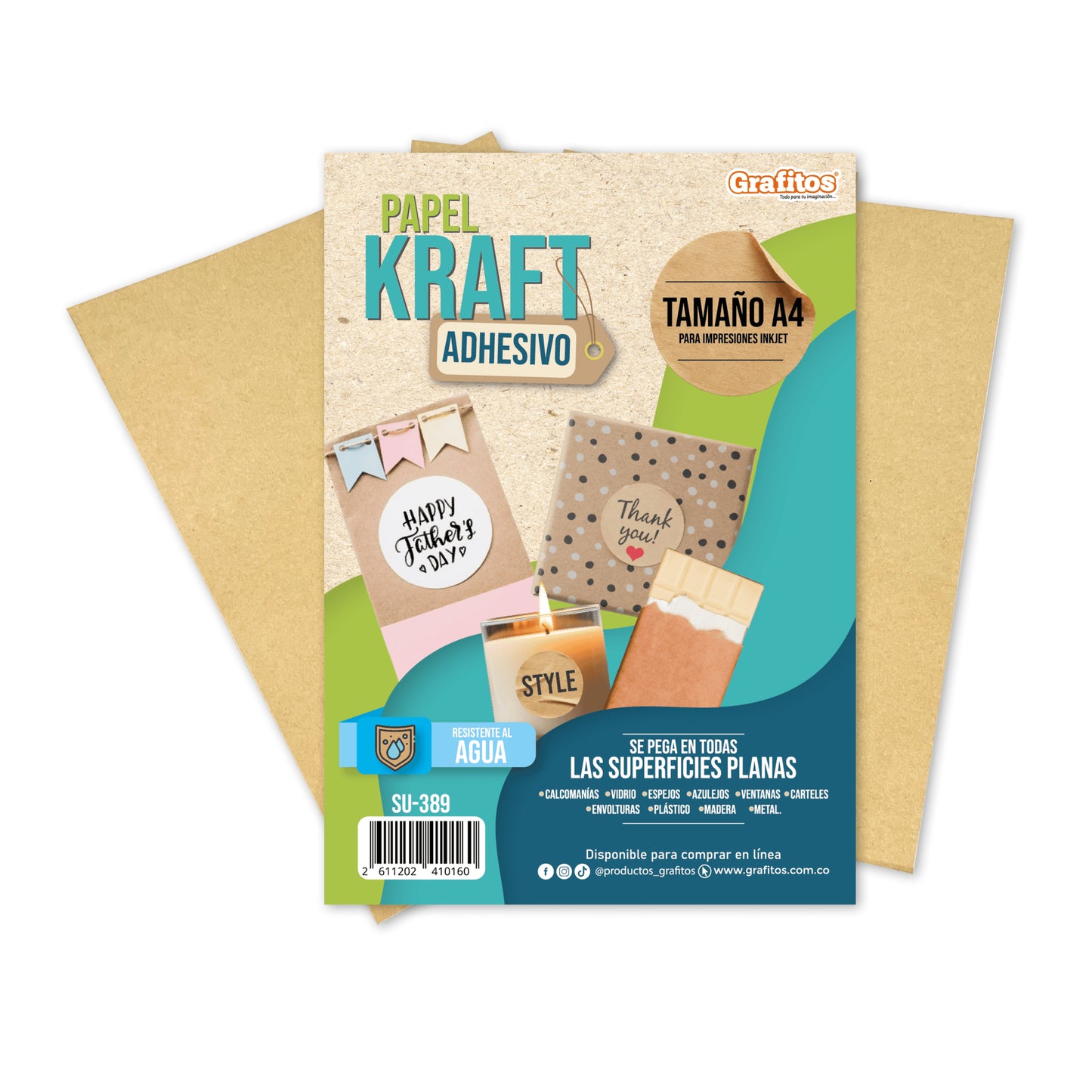 Papel Kraft Adhesivo Grafitos A4 70g (20 Hojas)