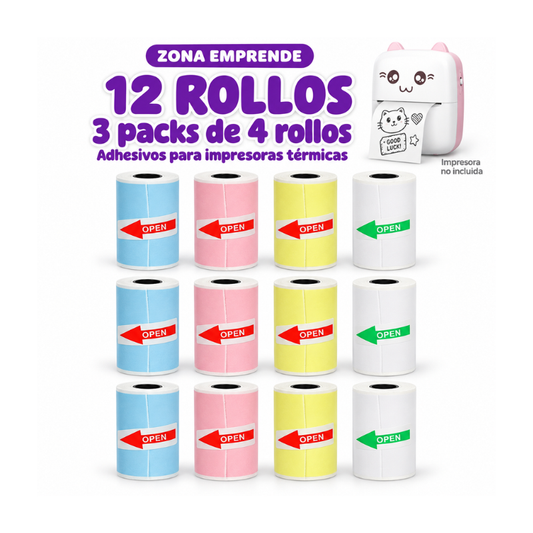 Rollos de papel térmico adhesivo de 57 mm para impresora térmica