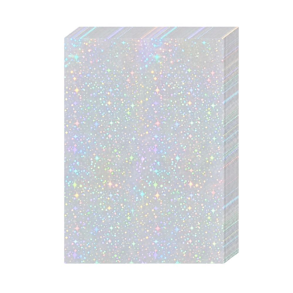 Laminado en Frío Vinilo Holográfico Transparente Estrellas Bindy (50 Hojas)